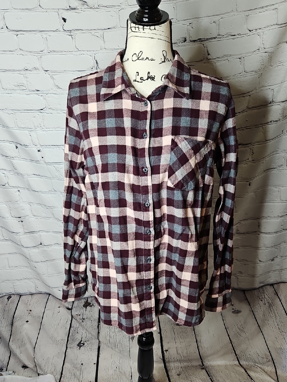 G.H. Bass & Co Vintage 100% Cotton Button Down Flannel Women's Shirt Size Large